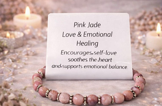 Pink Jade 6mm Crystal Bracelet