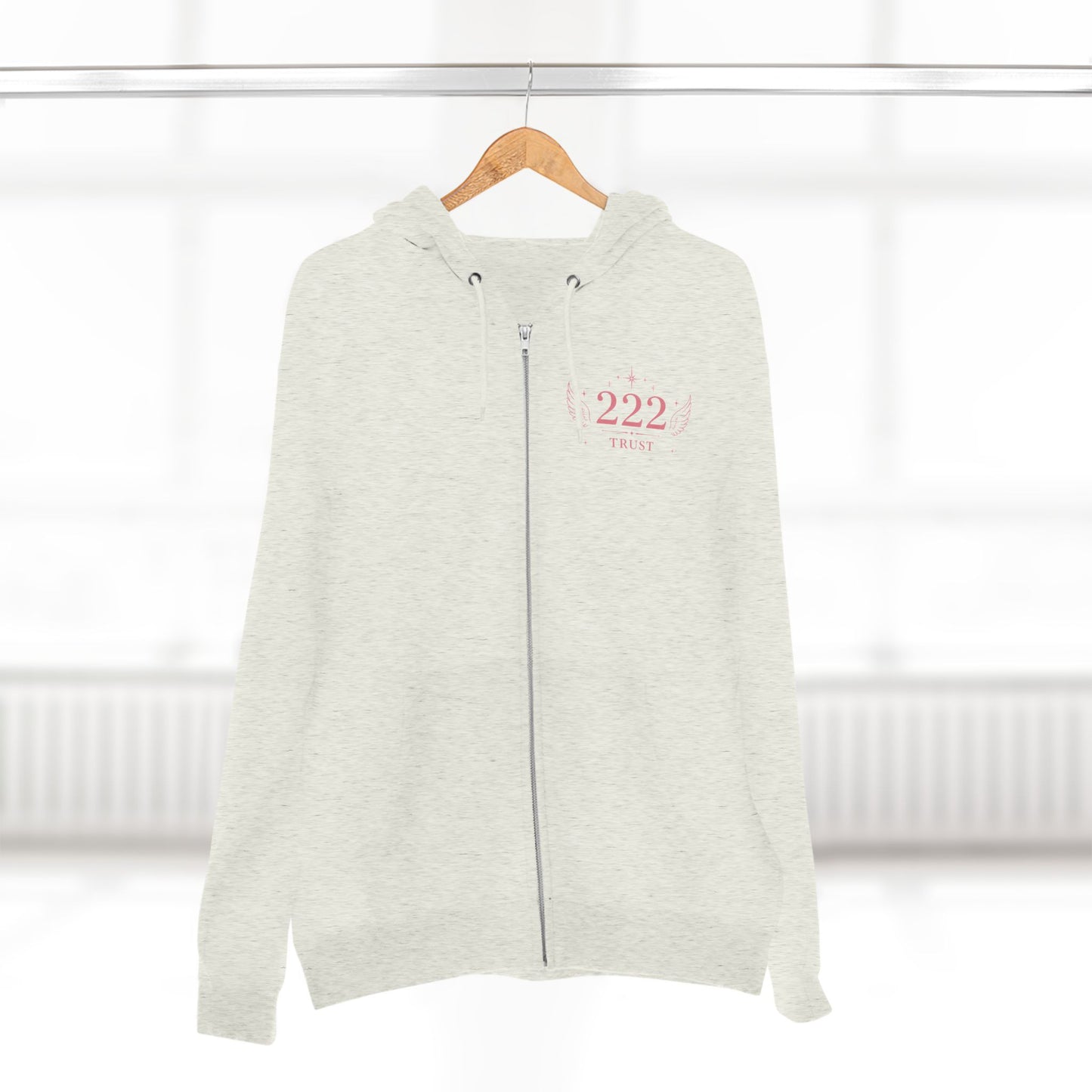 222 Angel Number Zip Hoodie — "Trust the Process" Spiritual Graphic Zip-Up