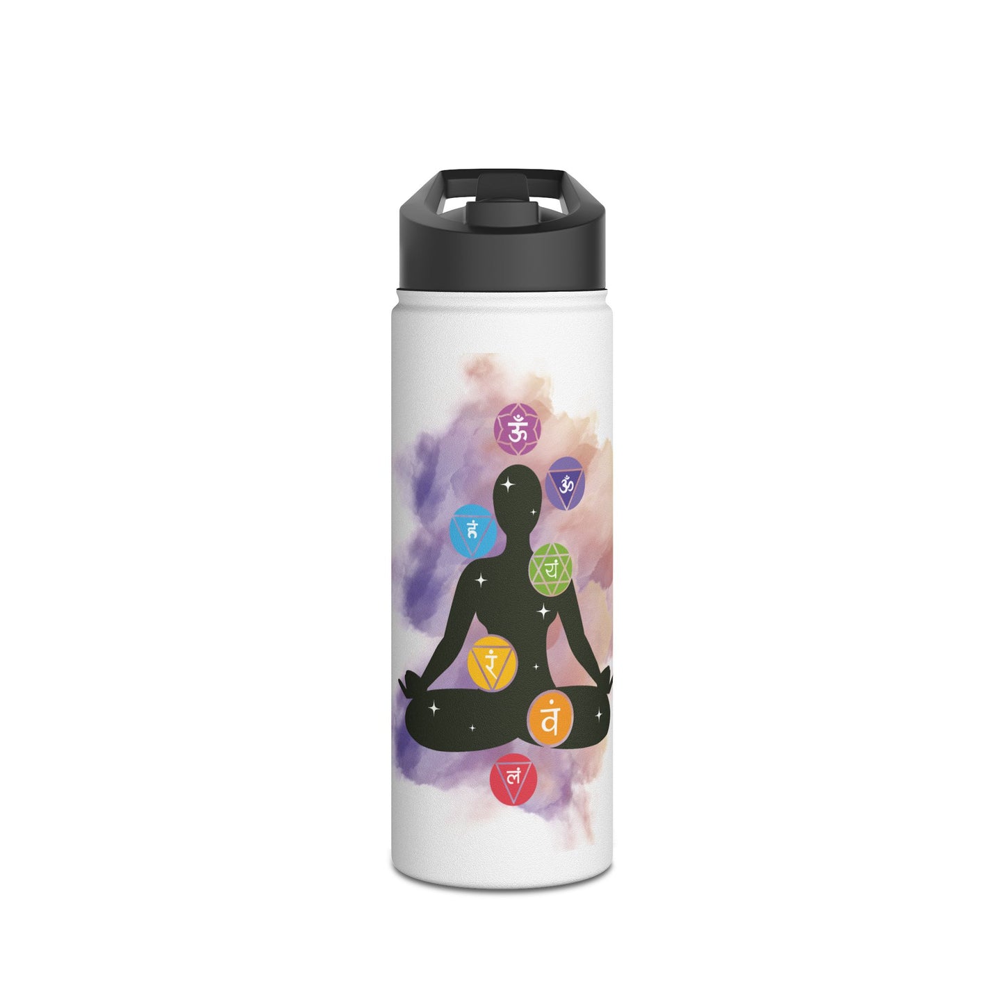 Chakra Meditation Stainless Steel Water Bottle – Yoga Energy Bottle