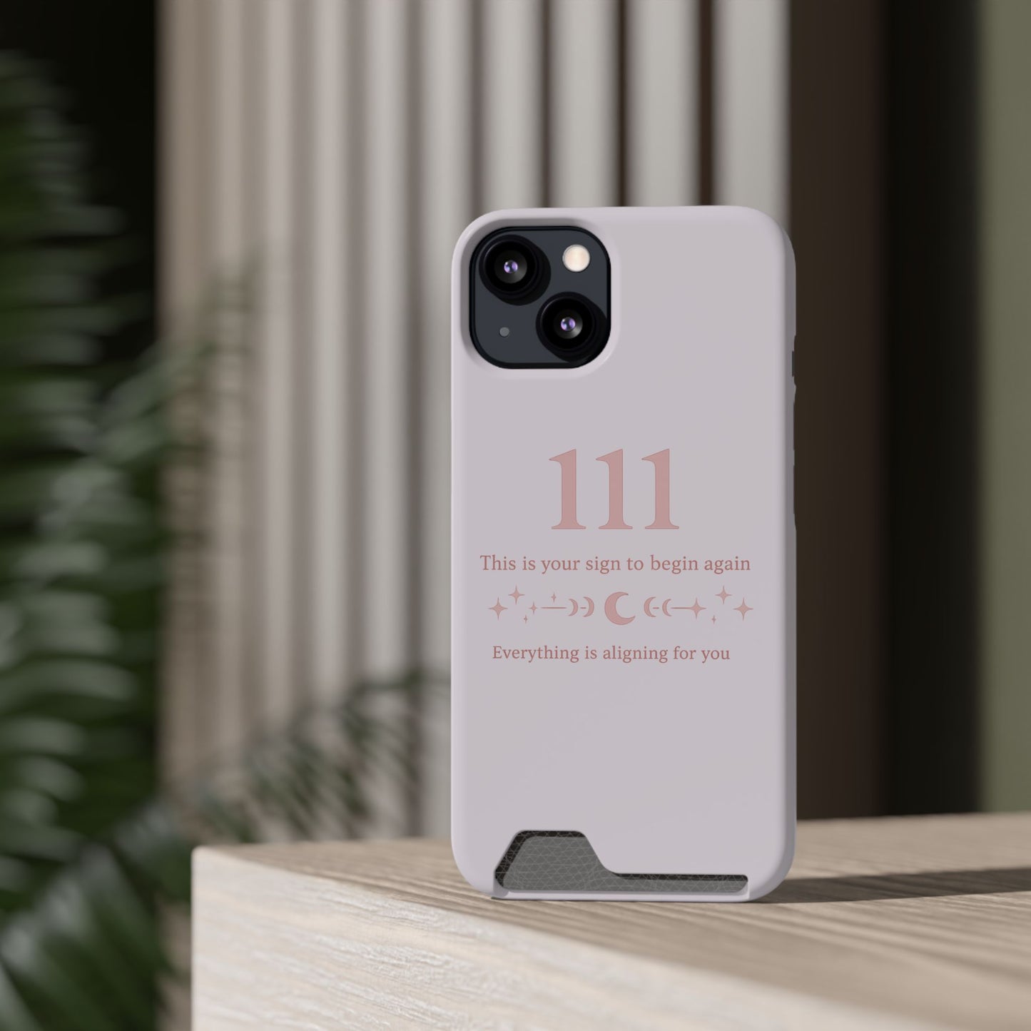 Phone Case with Card Holder — 111 Angel Number Design, 'This Is Your Sign to Begin Again' Protective Card Wallet