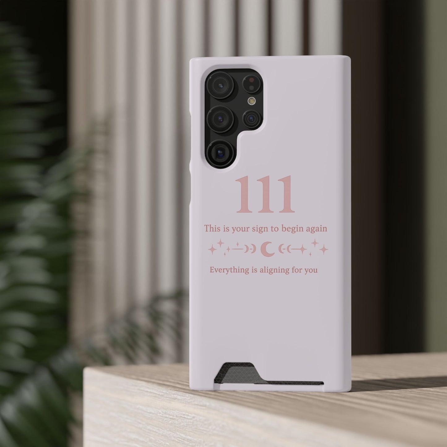 Phone Case with Card Holder — 111 Angel Number Design, 'This Is Your Sign to Begin Again' Protective Card Wallet