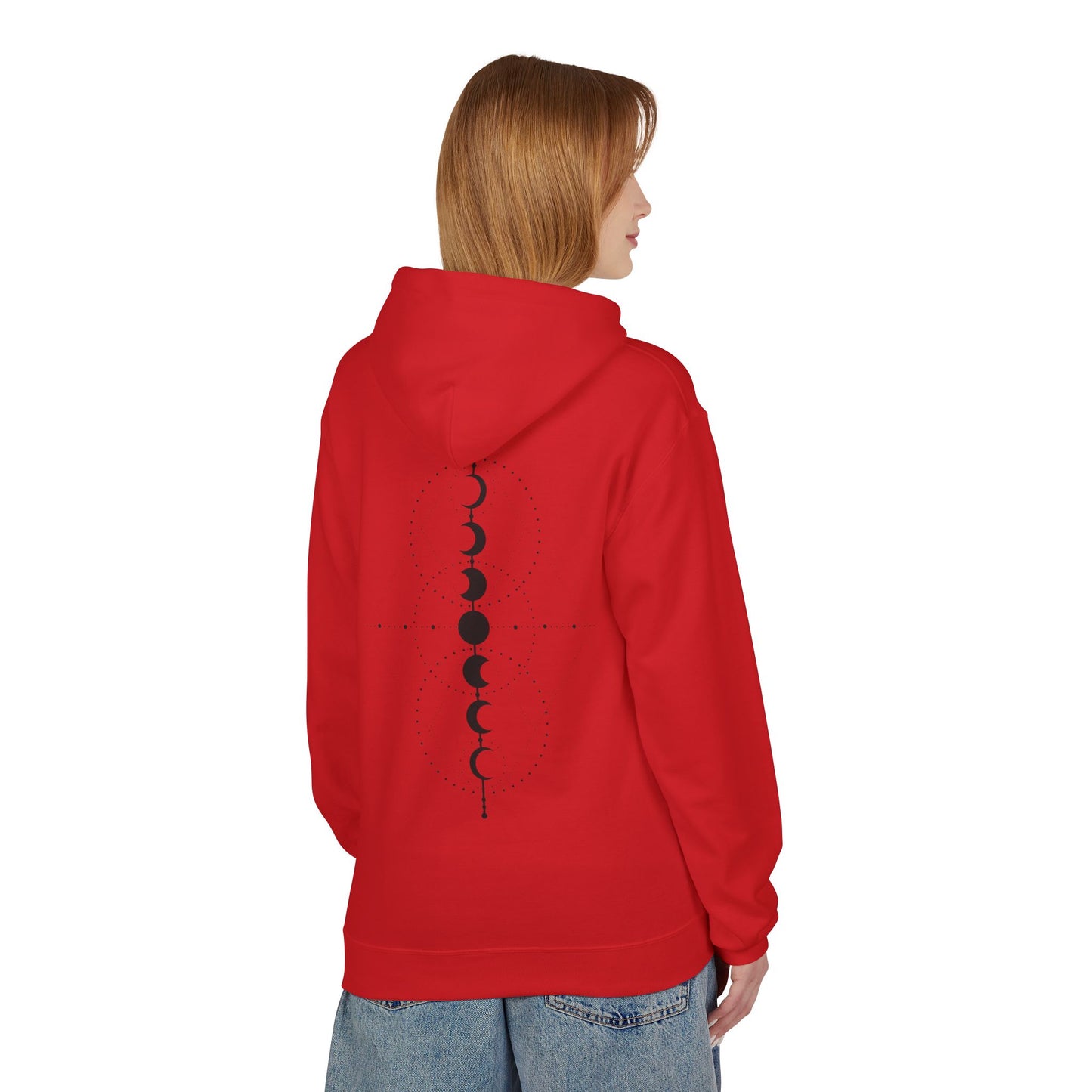 Moon Phase Graphic Hoodie — Minimal Celestial Back Print