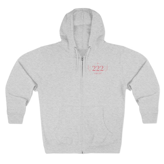 222 Angel Number Zip Hoodie — "Trust the Process" Spiritual Graphic Zip-Up