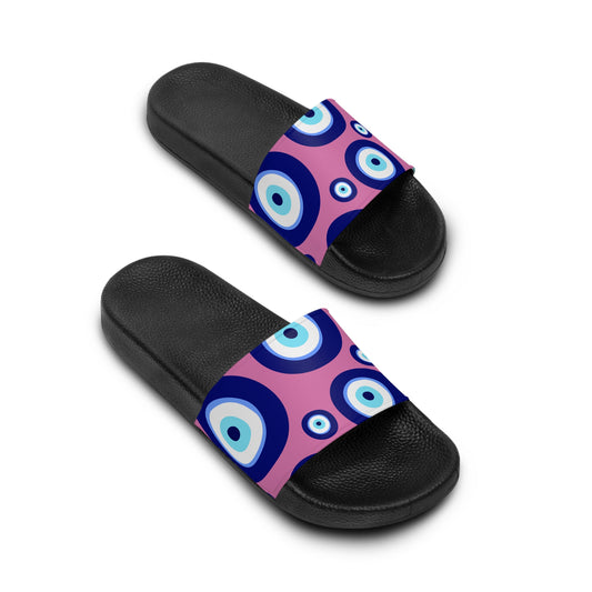 Evil Eye Slide Sandals — Pink Blue Protection Pool Slides