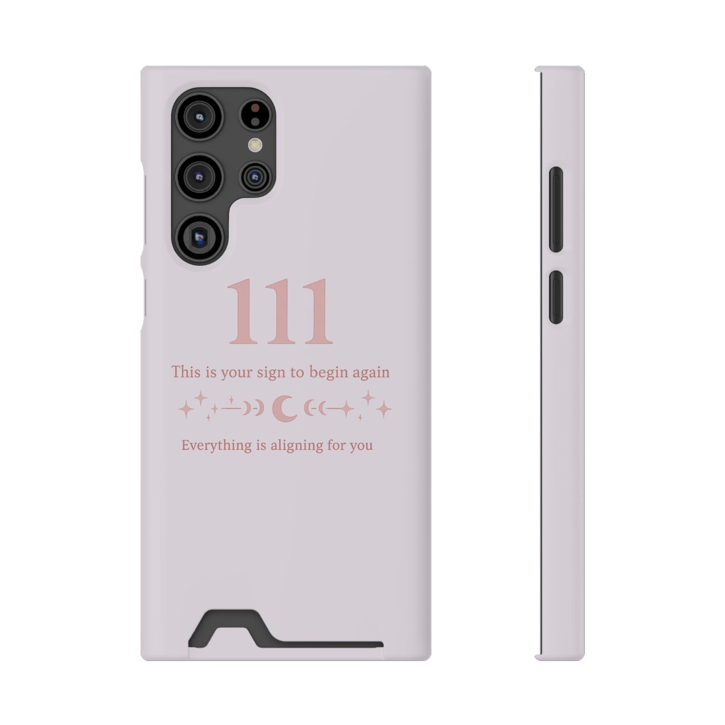 Phone Case with Card Holder — 111 Angel Number Design, 'This Is Your Sign to Begin Again' Protective Card Wallet