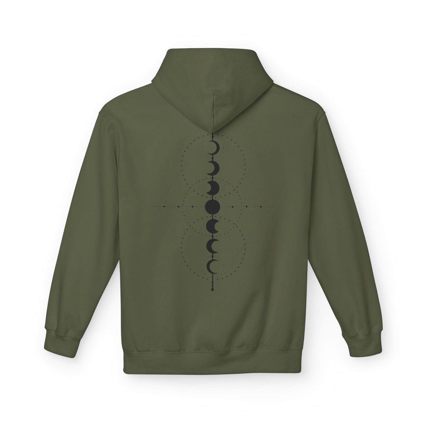 Moon Phase Graphic Hoodie — Minimal Celestial Back Print