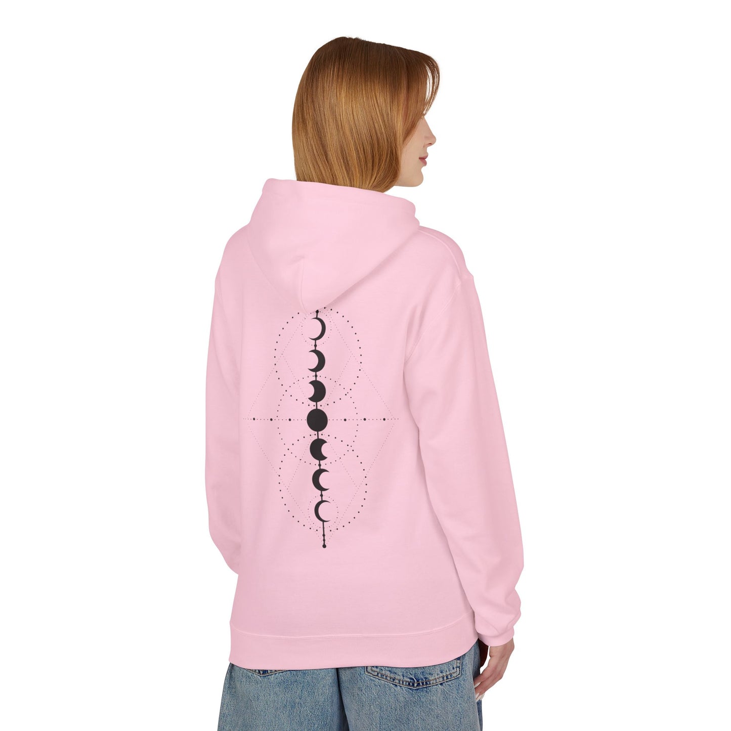 Moon Phase Graphic Hoodie — Minimal Celestial Back Print