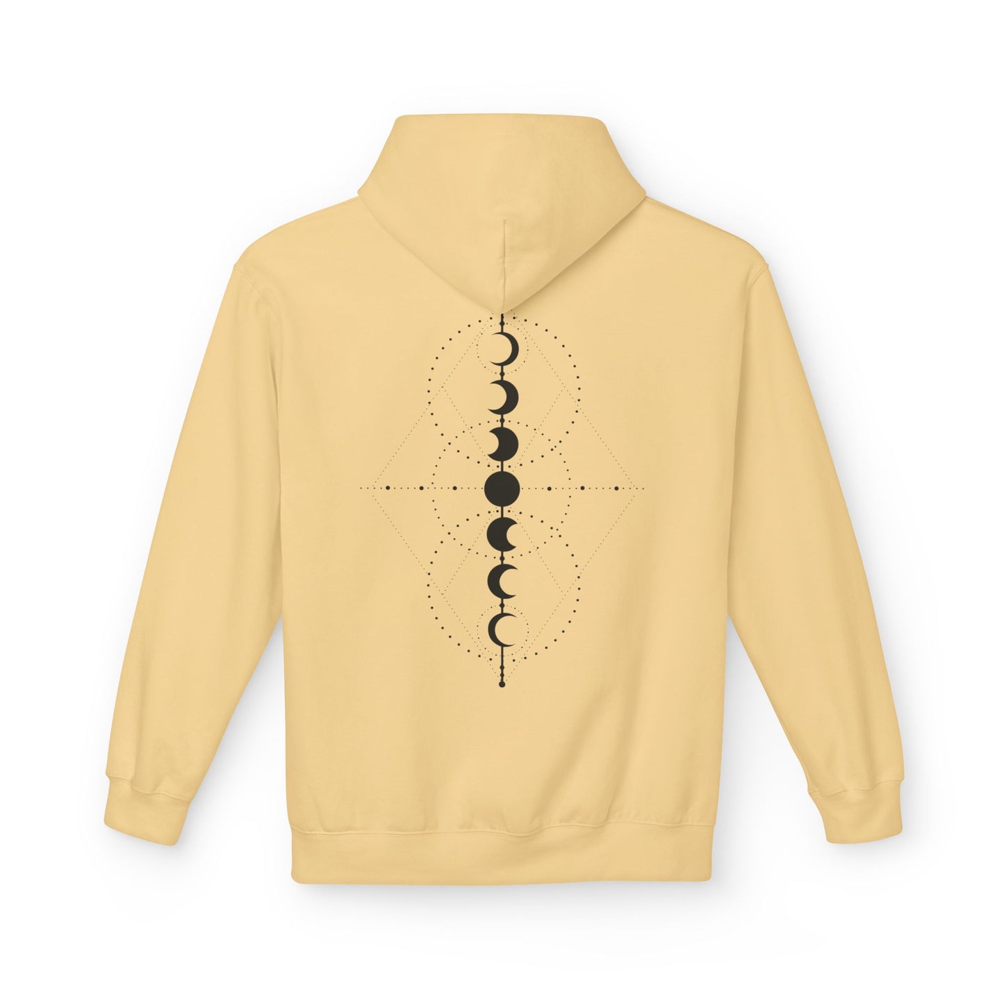 Moon Phase Graphic Hoodie — Minimal Celestial Back Print