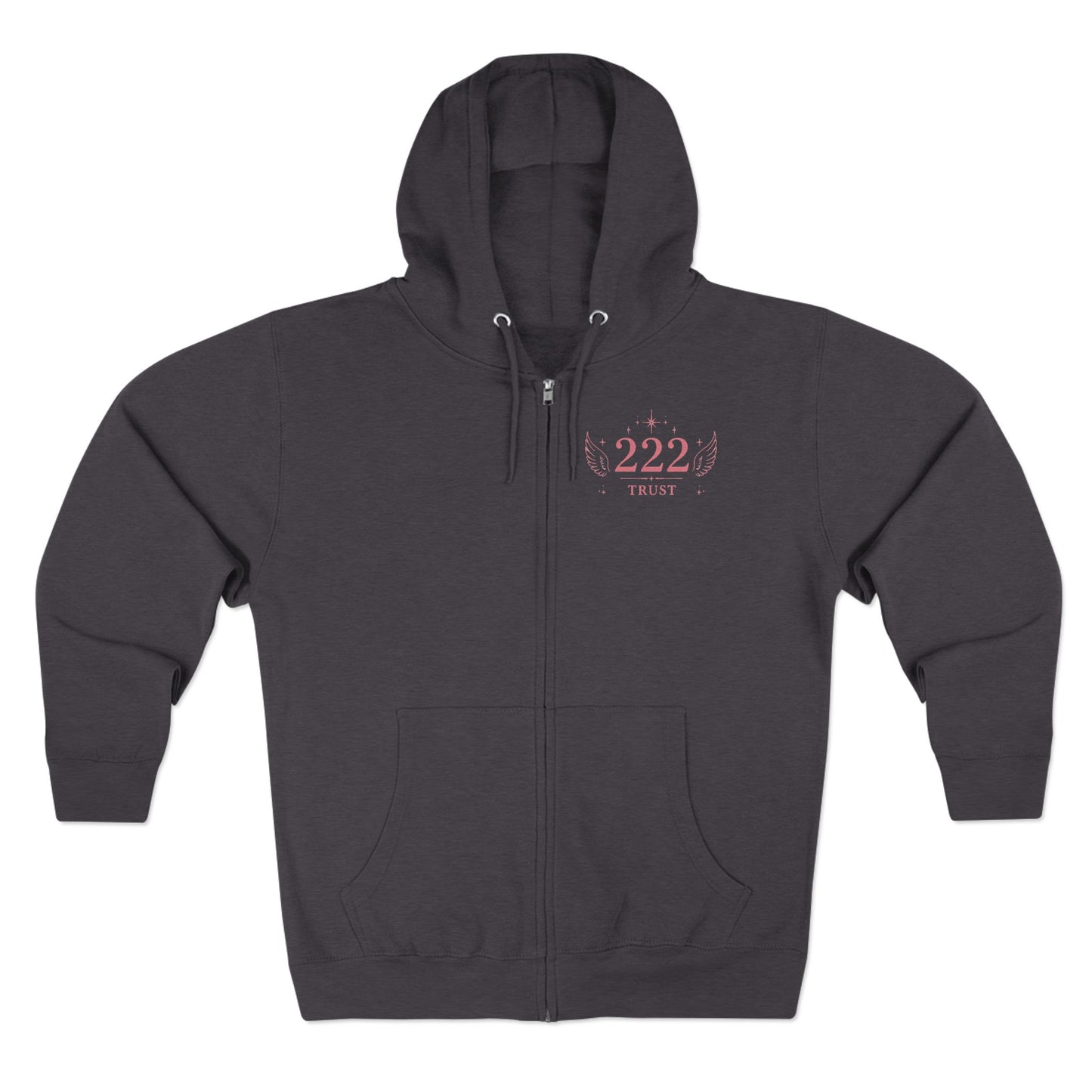 222 Angel Number Zip Hoodie — "Trust the Process" Spiritual Graphic Zip-Up