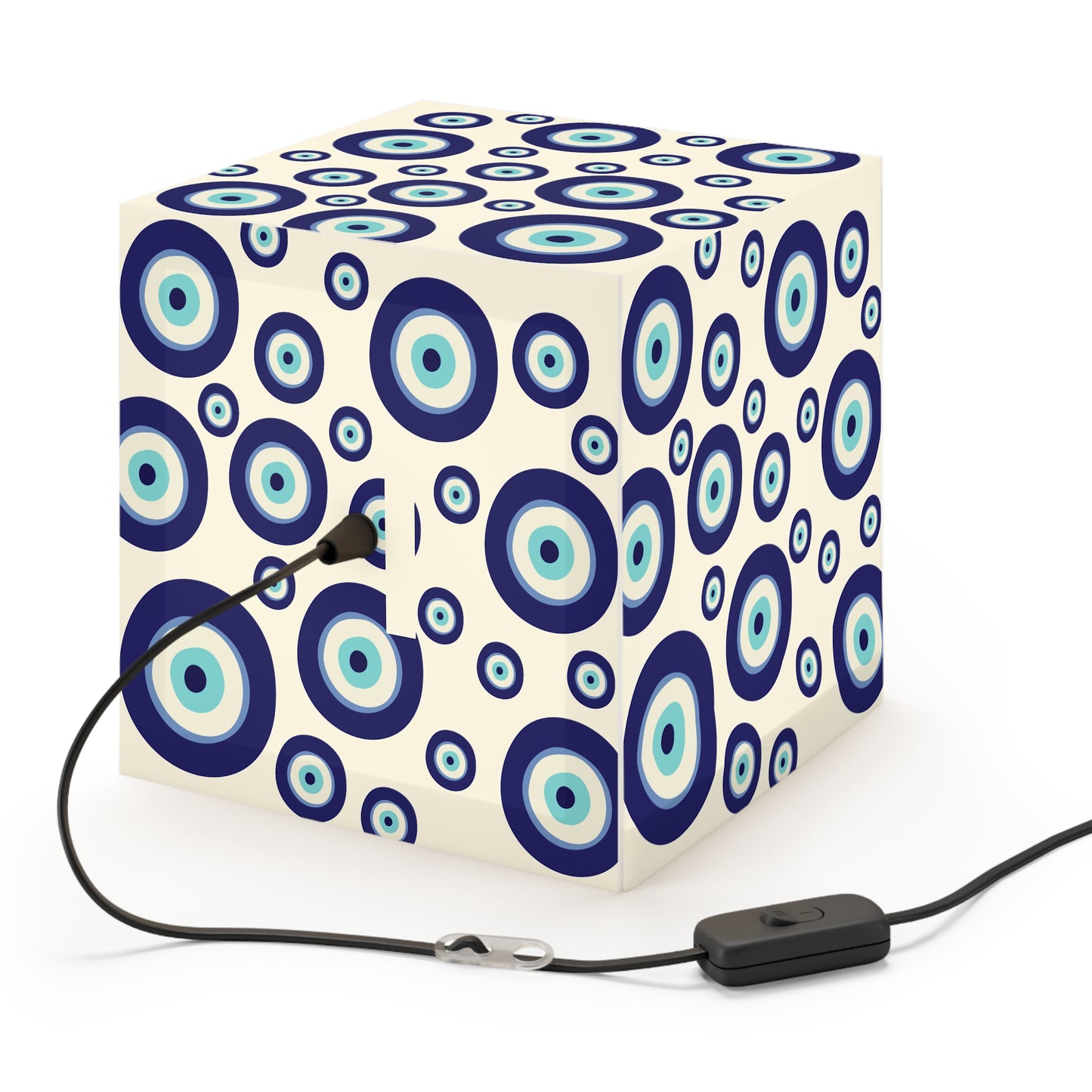 Evil Eye Pattern Light Cube Lamp — Blue Nazar Hanging Pendant