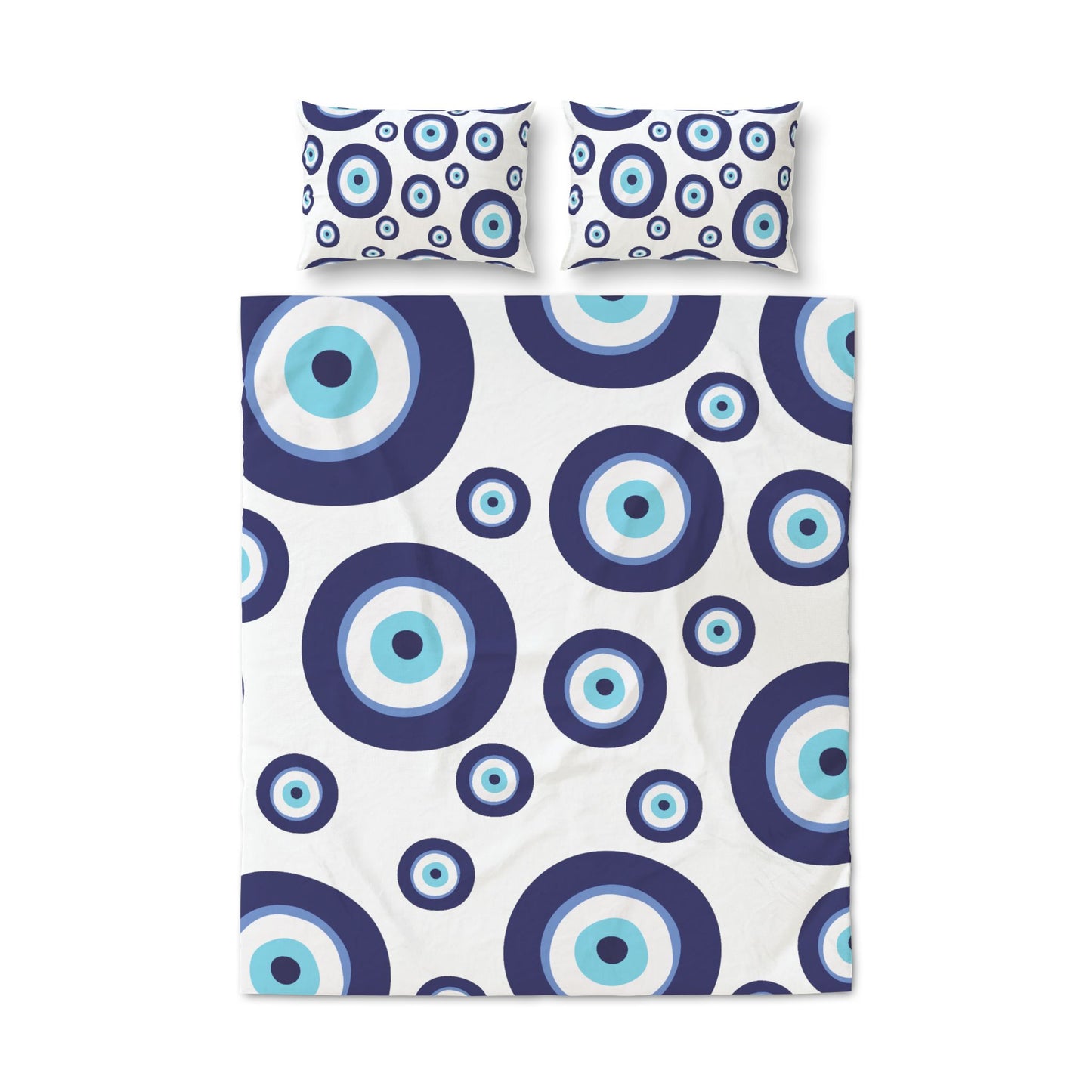 Evil Eye Duvet Cover Set — Blue Nautical Circle Quilt Cover (3-Piece)