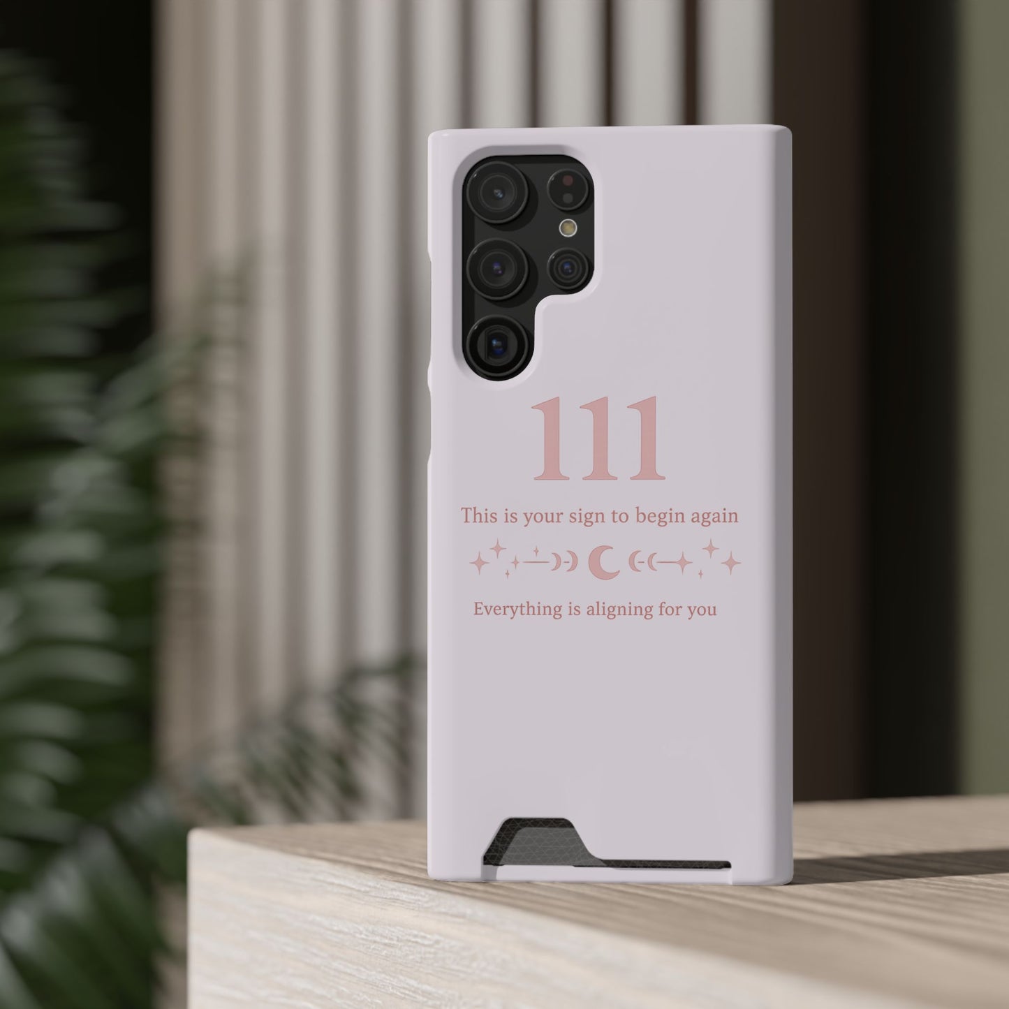 Phone Case with Card Holder — 111 Angel Number Design, 'This Is Your Sign to Begin Again' Protective Card Wallet