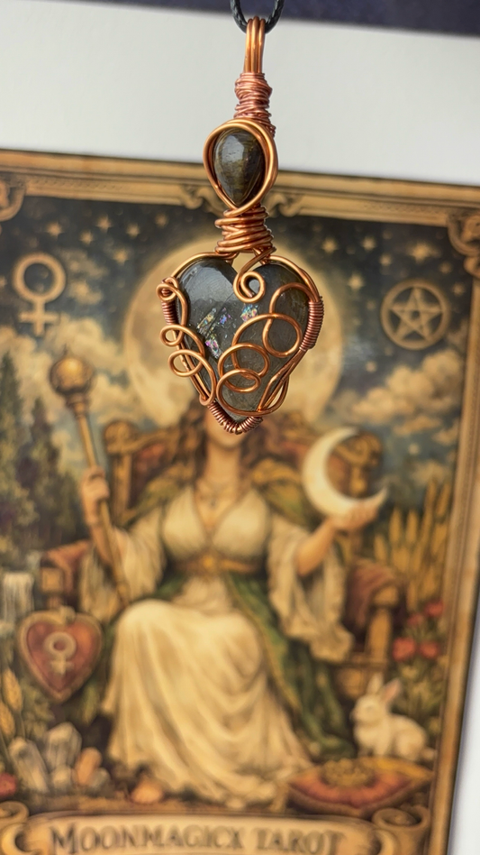 Labradorite & Tiger’s Eye Wire Wrapped Pendant