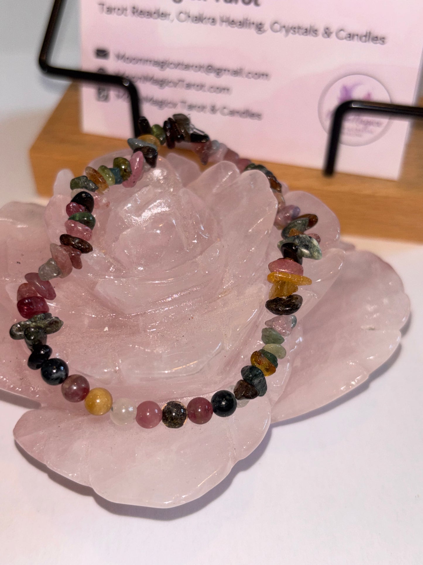 Grade A Natural Tourmaline Bracelet Mixed Chips & Beads
