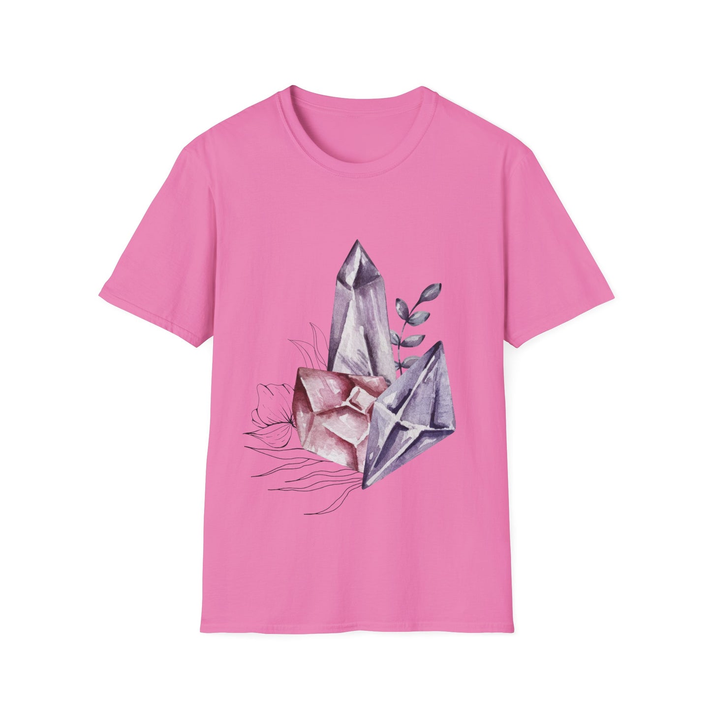 Crystal Cluster T-Shirt — Watercolor Amethyst & Rose Quartz Graphic Tee
