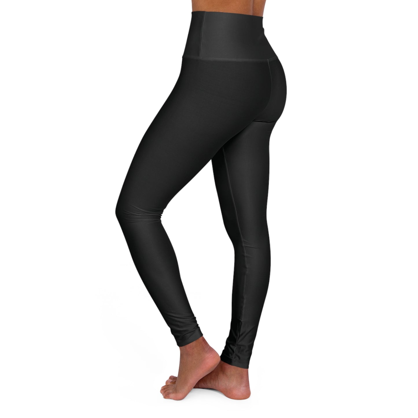 Yoga Leggings — High Waist Black Leggings with Crescent Moon & Purple Accent