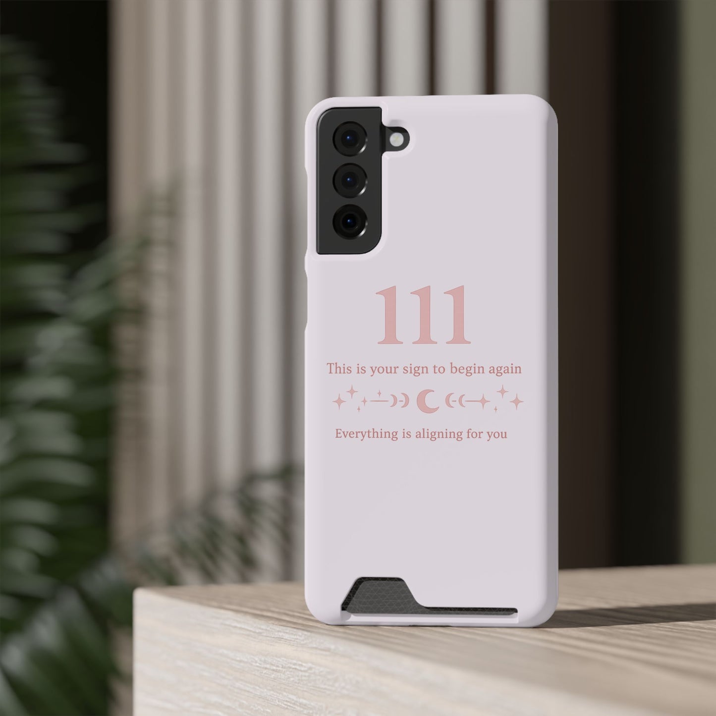 Phone Case with Card Holder — 111 Angel Number Design, 'This Is Your Sign to Begin Again' Protective Card Wallet