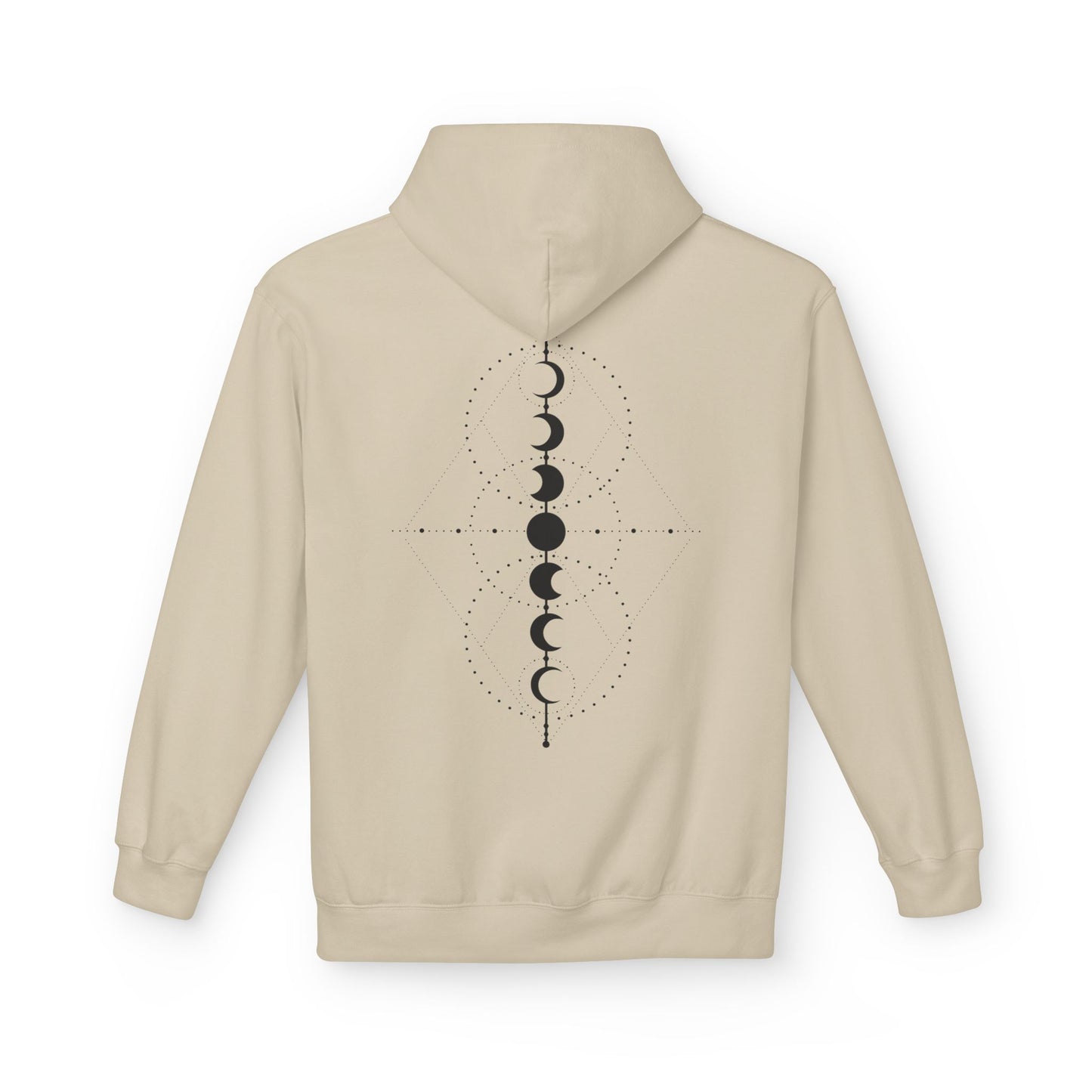 Moon Phase Graphic Hoodie — Minimal Celestial Back Print