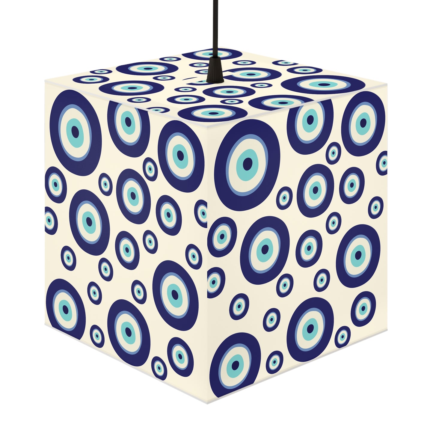 Evil Eye Pattern Light Cube Lamp — Blue Nazar Hanging Pendant