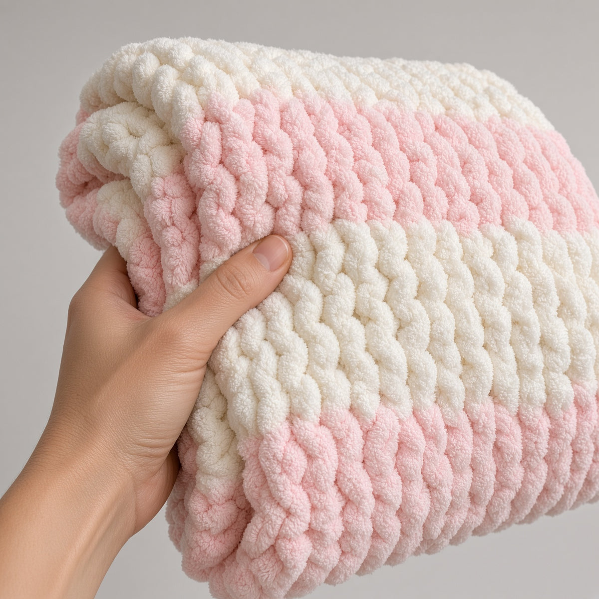 Pink & Cream Chunky Handmade Blanket 🤍🌸