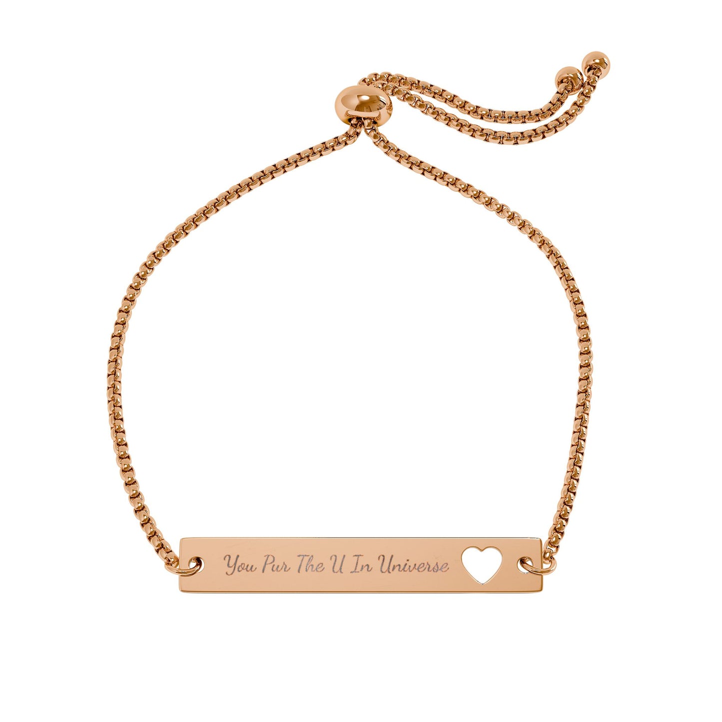 Personalized Heart Cutout Bar Bracelet — Adjustable Engraved Name Plate