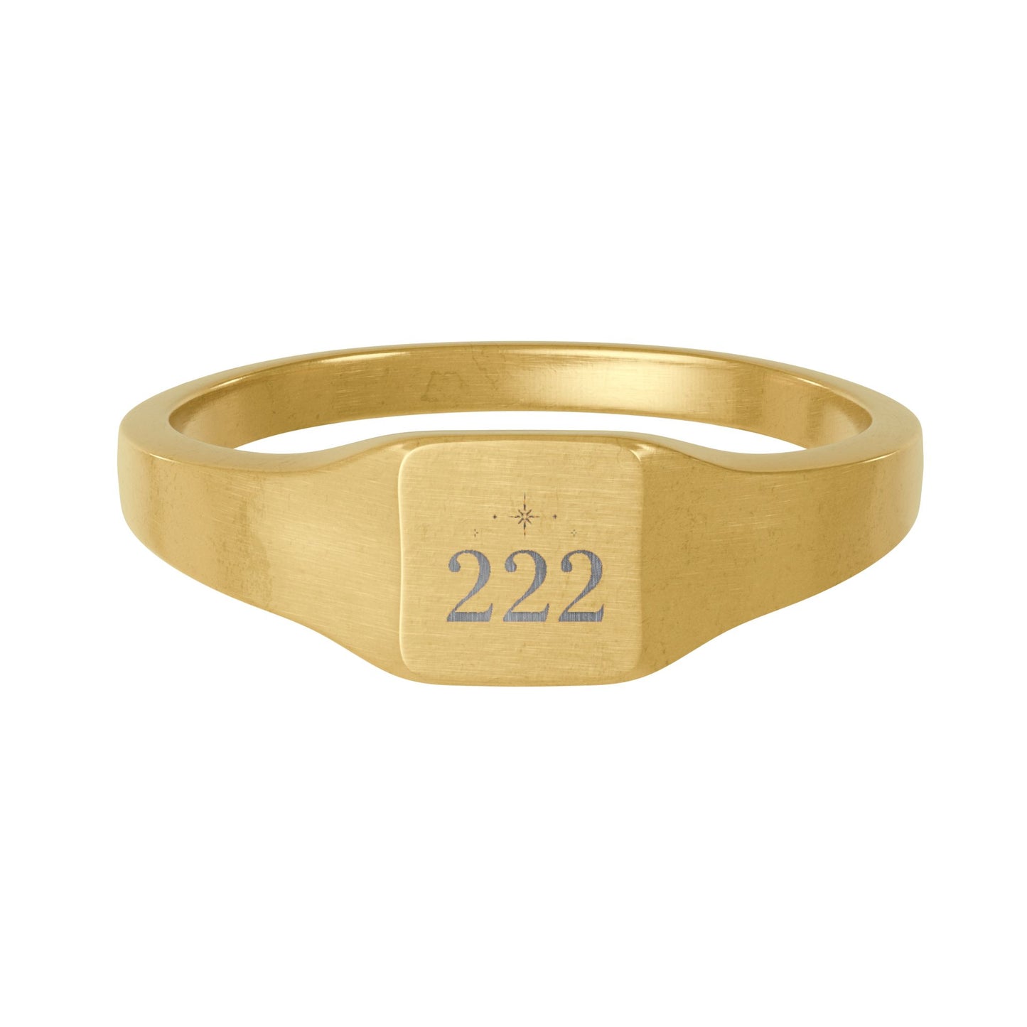 Engravable Square Signet Ring — Stainless Steel Personalized Angel Number 222 Ring