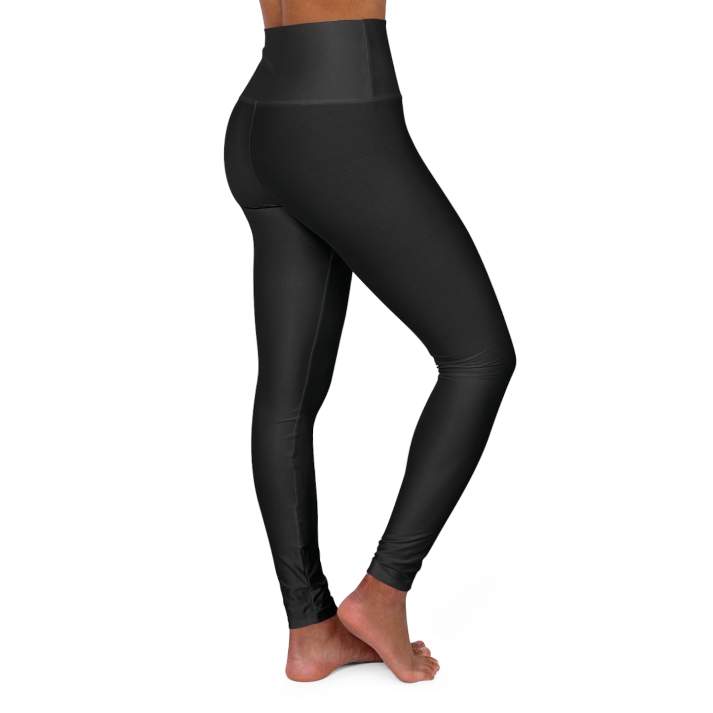 Yoga Leggings — High Waist Black Leggings with Crescent Moon & Purple Accent