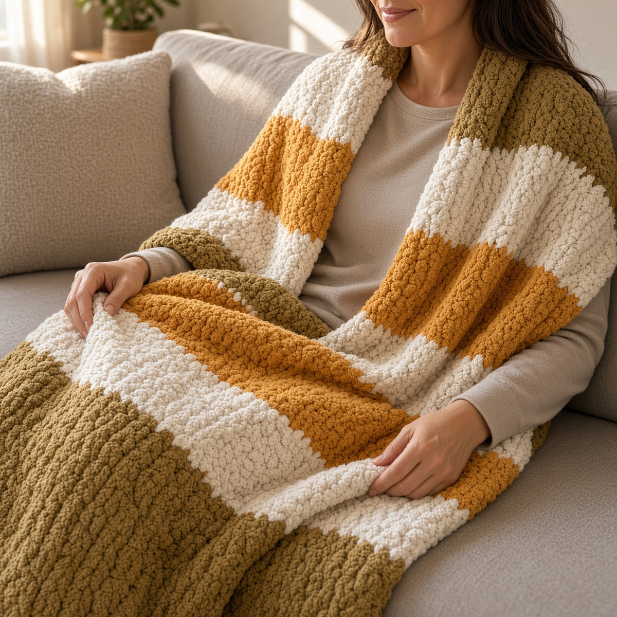 Autumn Hugs Chunky Handmade Blanket | Cosy Moon Co
