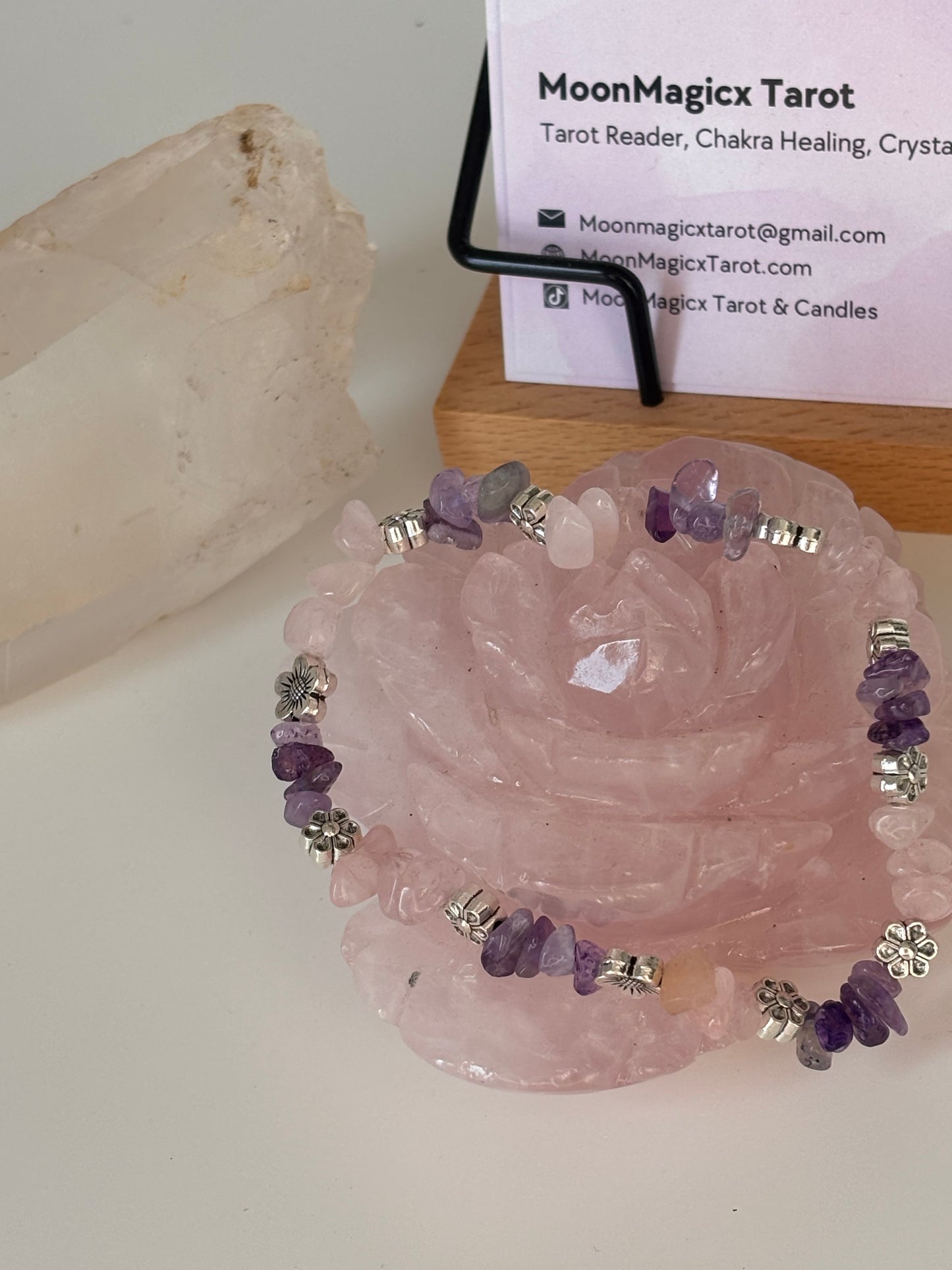 Rose Quartz and Amethyst crystal bracelet