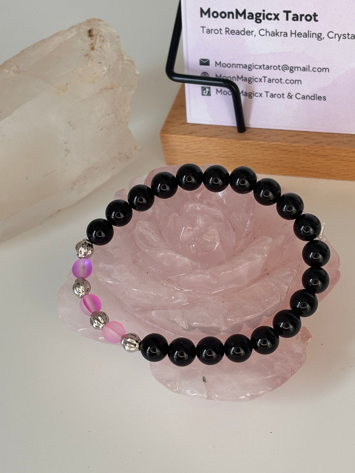 Black Onyx & Pink Glow Bracelet