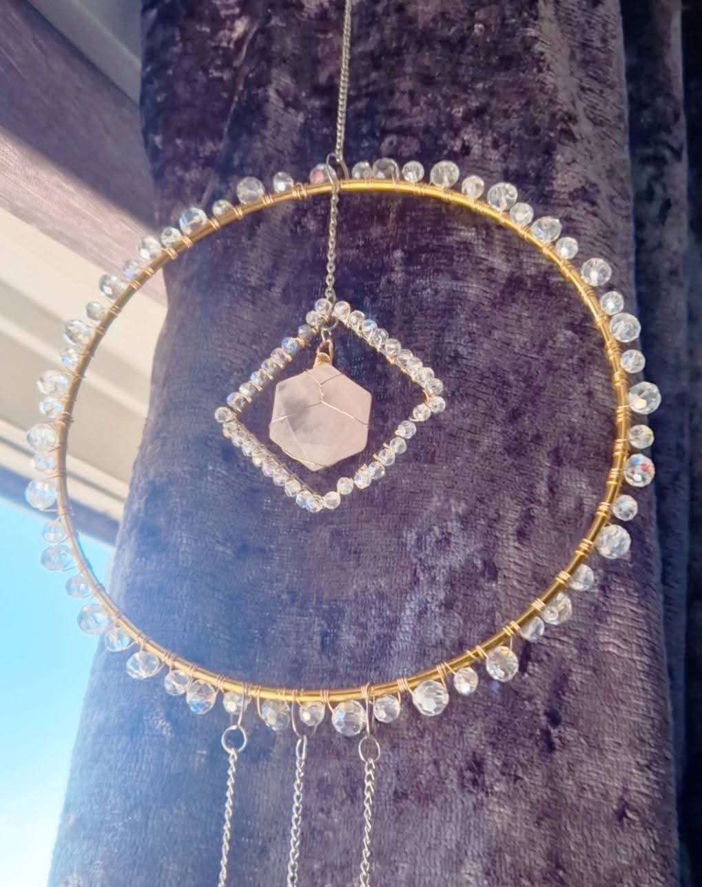 ROSE QUARTZ & RHODONITE SUNCATCHER