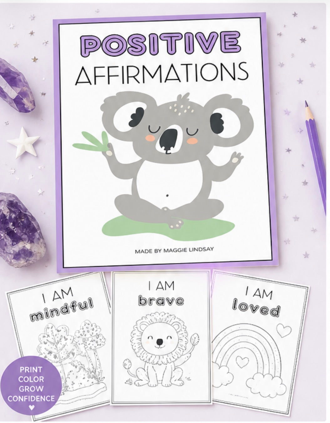 FREE Printable Children’s Affirmation Colouring Book.