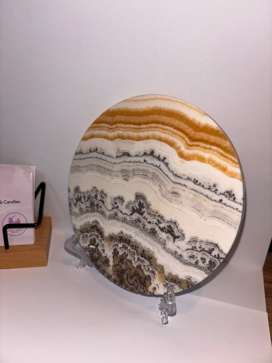 Dendritic Orange Calcite Plate + Stand