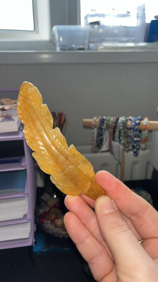 Golden Healer Feather Carving