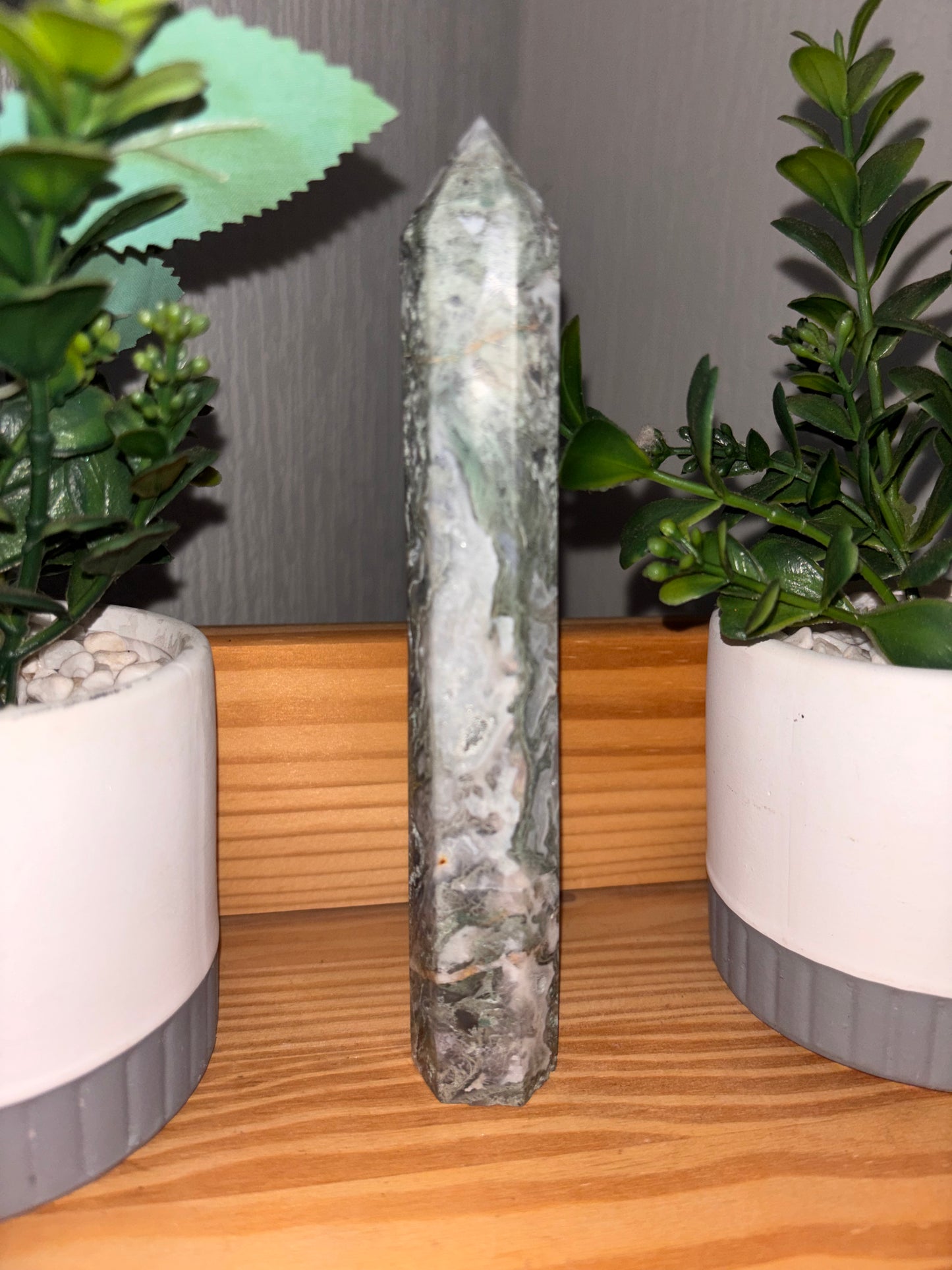Green Moss Agate Tower