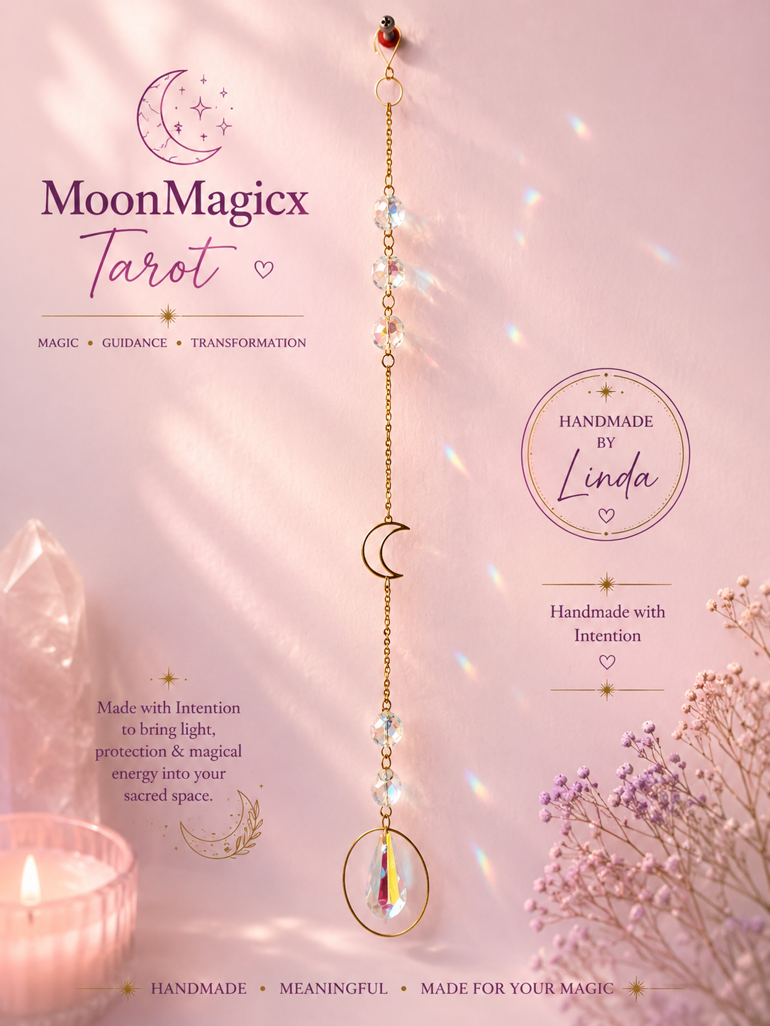 Crescent Moon Crystal Suncatcher