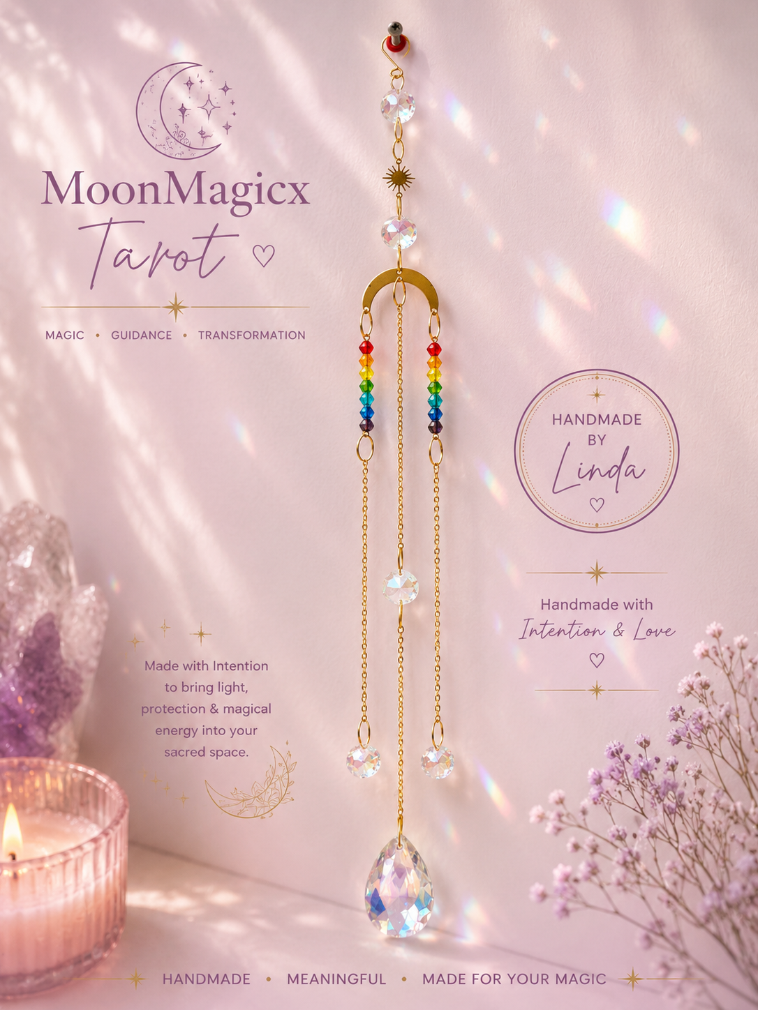 Rainbow Chakra Crystal Suncatcher