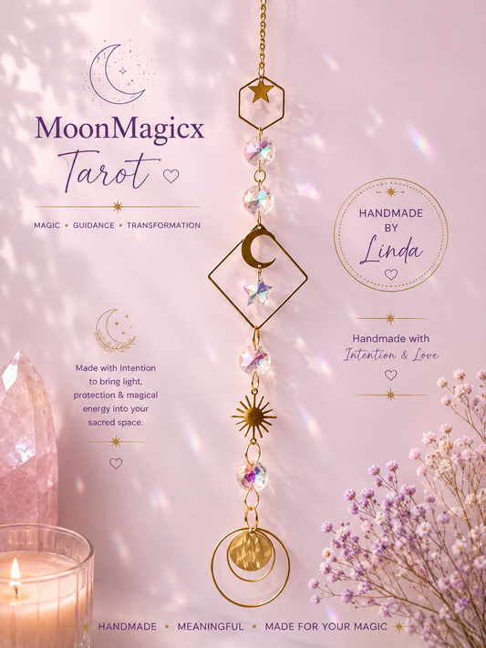 Celestial Sun, Moon & Star Crystal Suncatcher