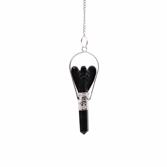 Angel Pendulum with Ring- Black Agate