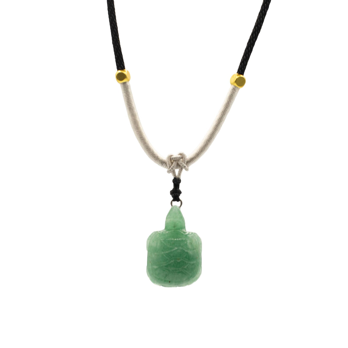 Cord Necklace Gemstone Pendant - Jade Turtle