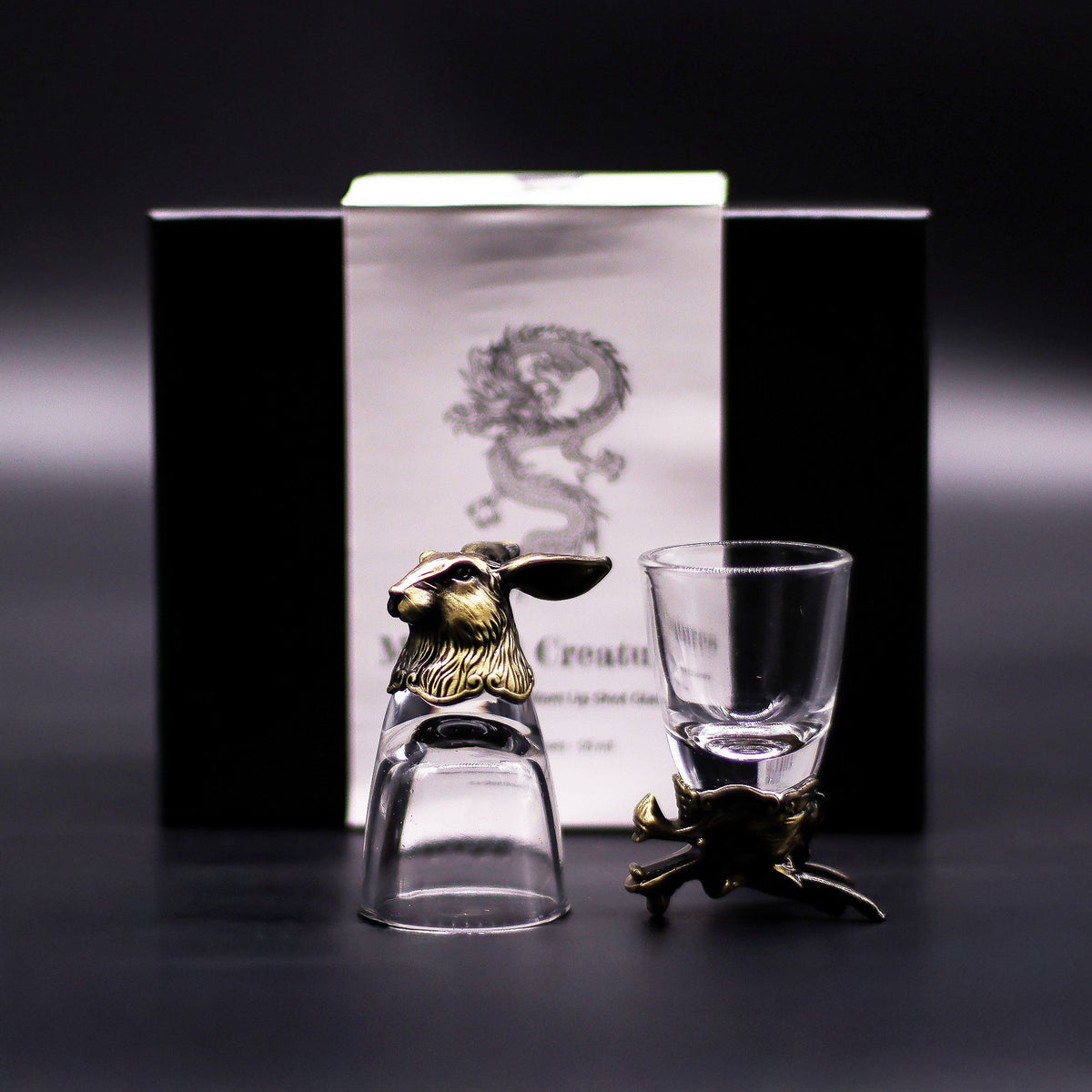 Gift Set of 6 Shot Glasses (50ml) - Mystical Creatures - Antique Bronze