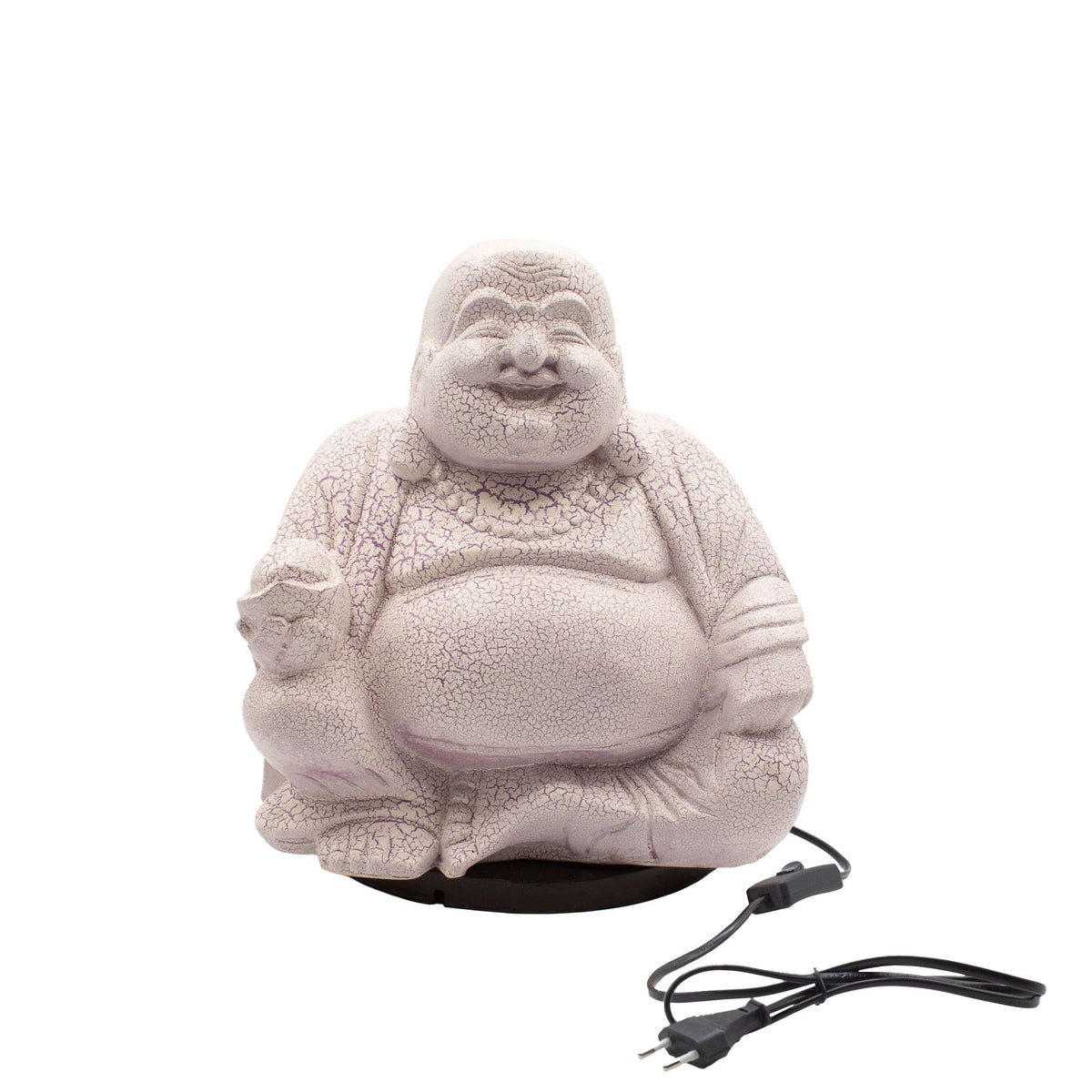 Laughing Buddha Lamp Lavender Crackle - Round Stand