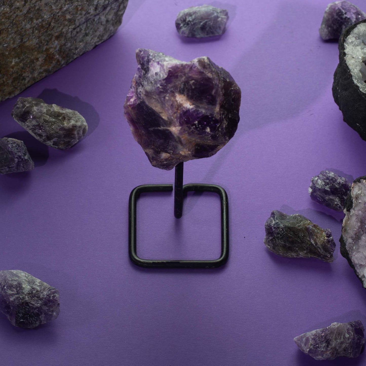 Mineral Specimen on Metal Stand - Amethyst
