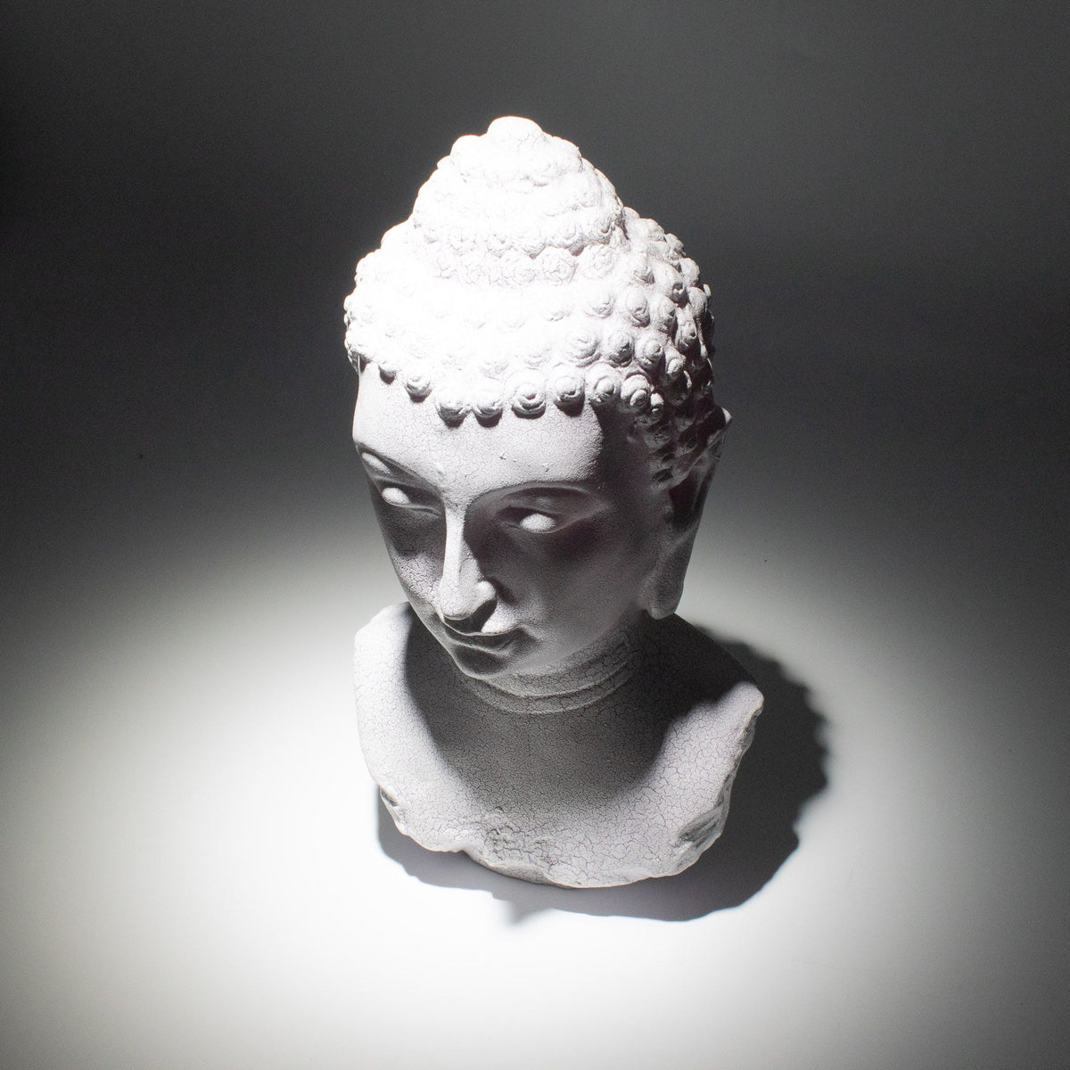 Buddha Bust Lamp Lavender Crackle - Oval Stand