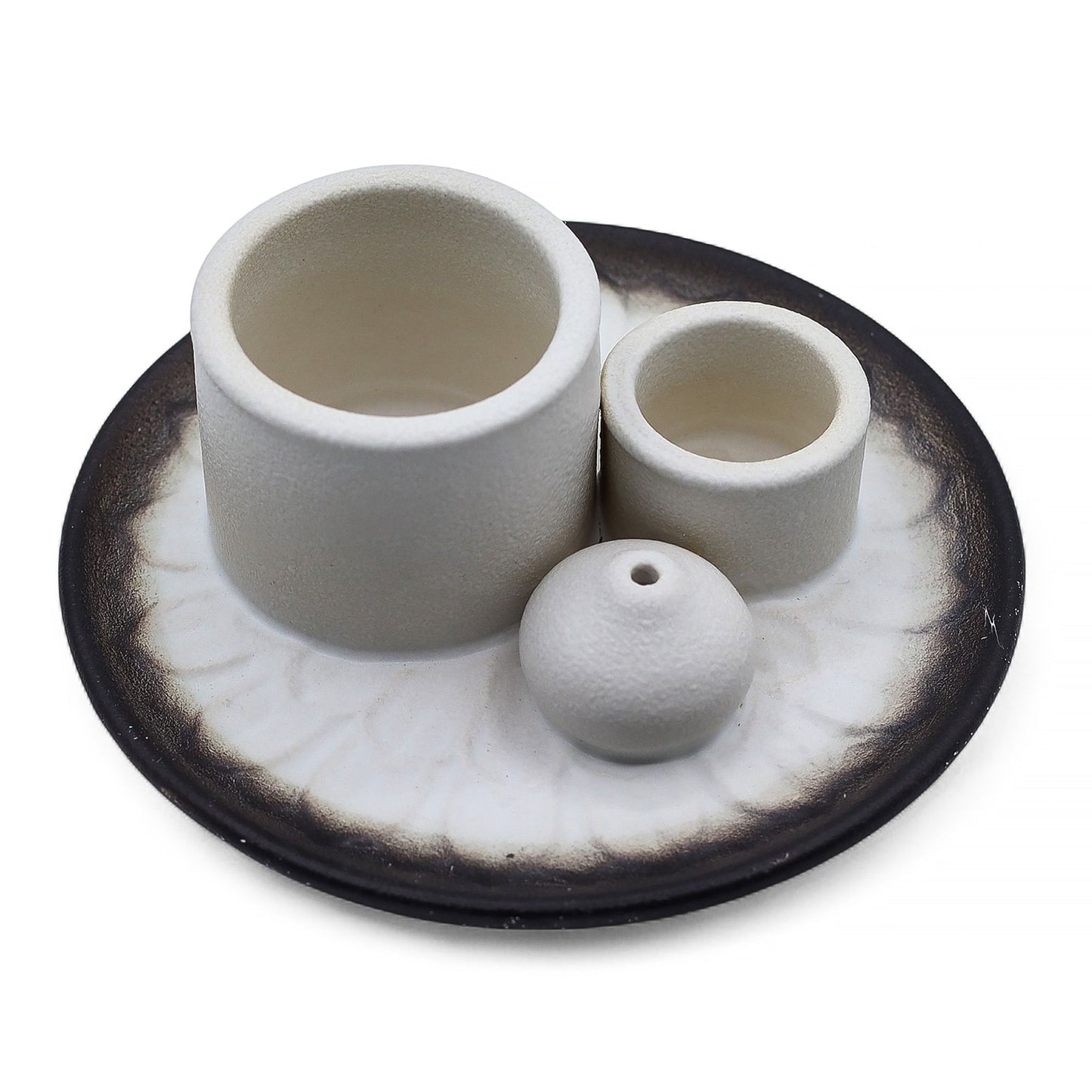 Palo Santo Stick & Smudge Holder - Mandala - White & Grey