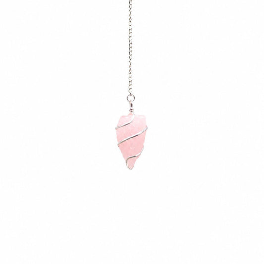 Raw Gemstone Pendulum - Rose Quartz