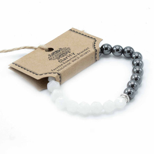 Faceted Gemstone Bracelet - Magnetic Clear Quartz