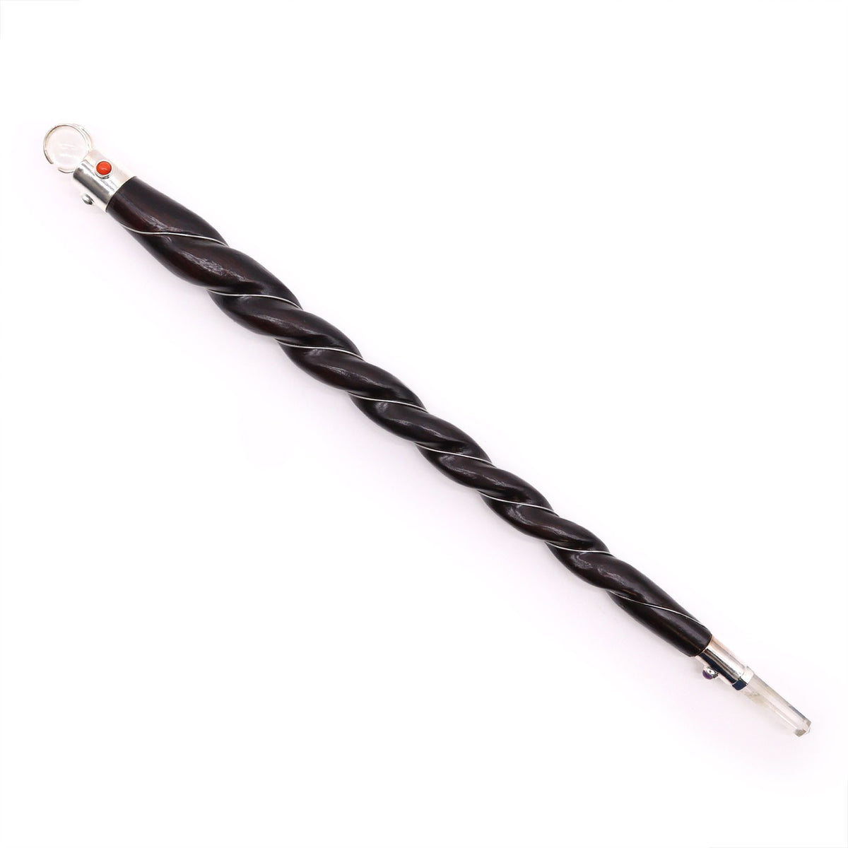 Extra Large Twisted Wood and Clear Quartz Wand
