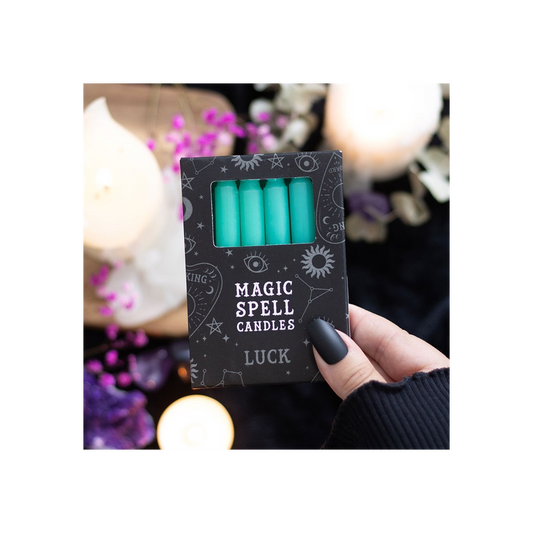 Set of 12 Green 'Luck' Spell Candles