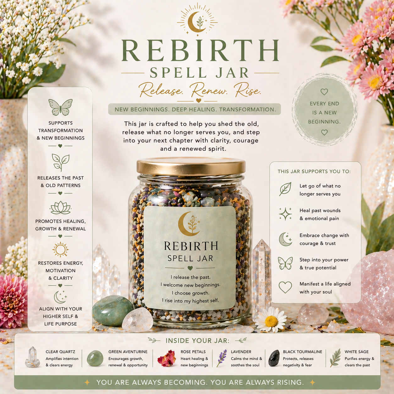 Rebirth Spell Jars Handcrafted By MoonMagicx